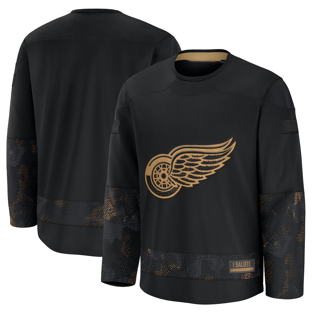Choea D.Red wings Black 2024 Military Appreciation Practice Jersey