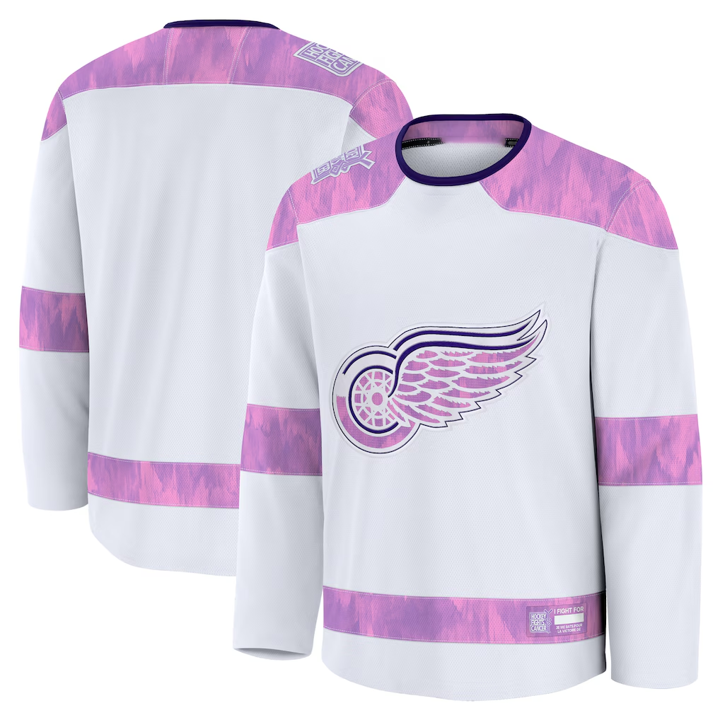 Choea D.Red wings White 2024 Hockey Fights Cancer Practice Jerseys