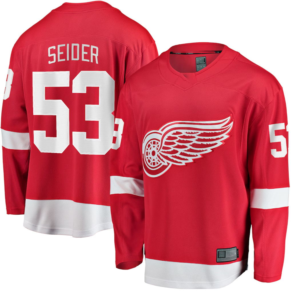 Choea D.Red wings #53 Moritz Seider Red Home Breakaway Player Jerseys