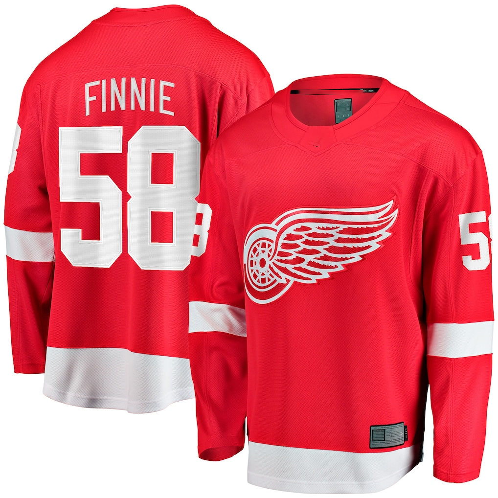Choea D.Red wings #58 Emmitt Finnie Red Home Breakaway Jerseys