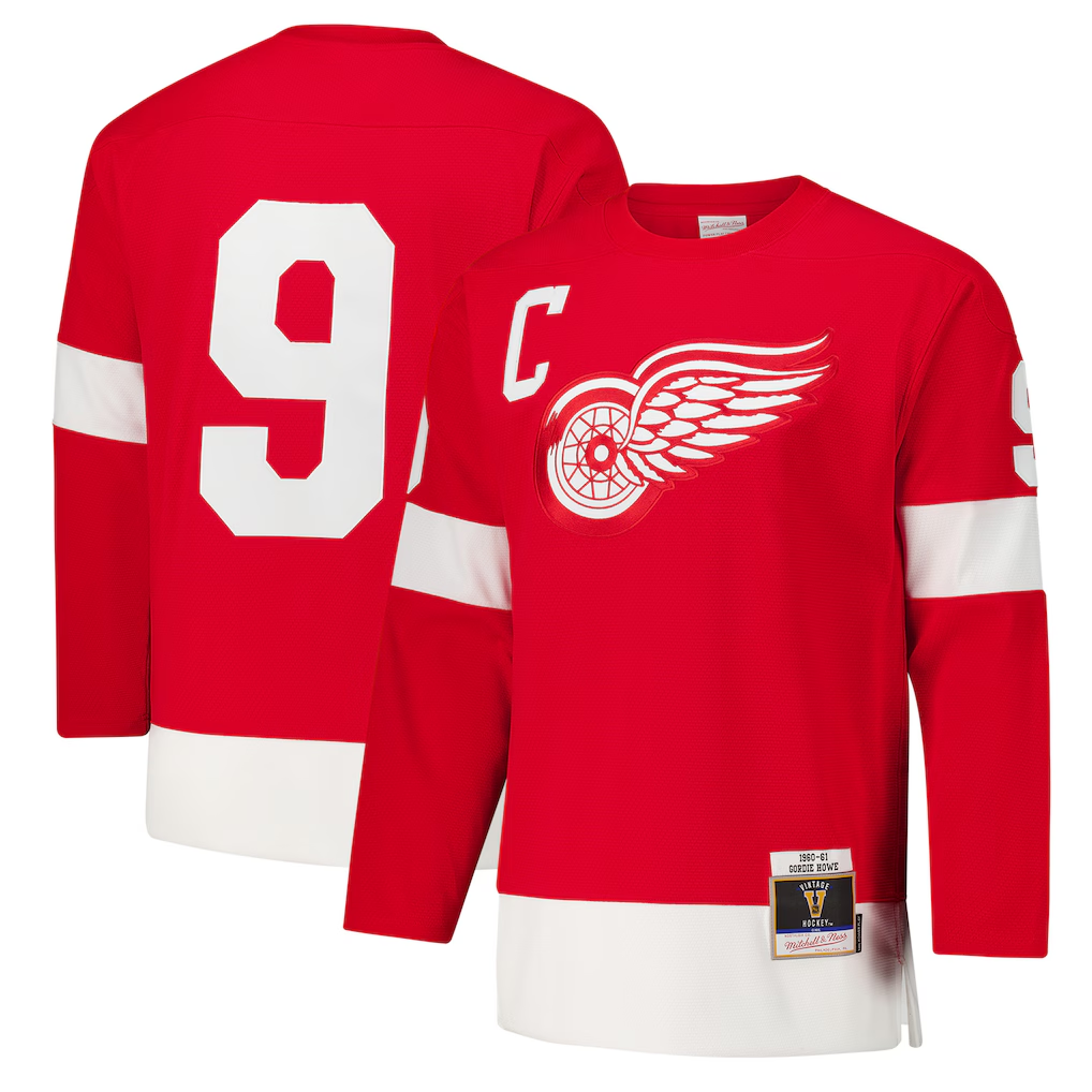 Choea D.Red wings #9 Gordie Howe Red 1960-61 Power Play Jerseys