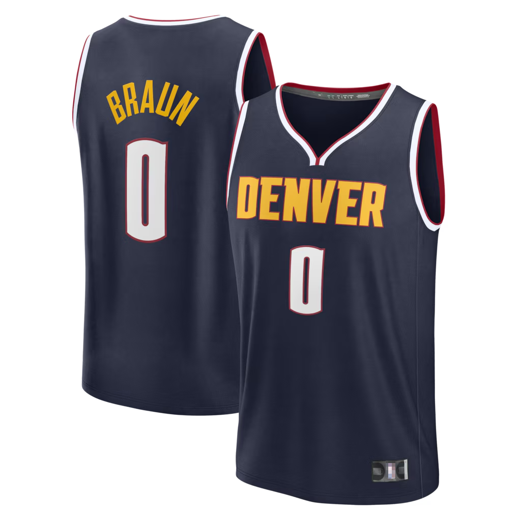 Choea D.Nuggets #0 Christian Braun Navy Fast Break Replica Jerseys - Icon Edition