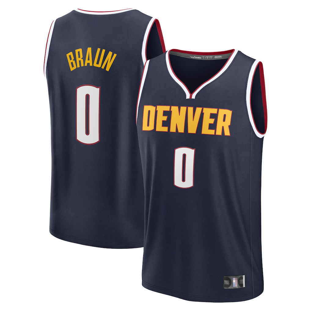 Choea D.Nuggets #0 Christian Braun Navy Fast Break Replica Player Jerseys - Icon Edition