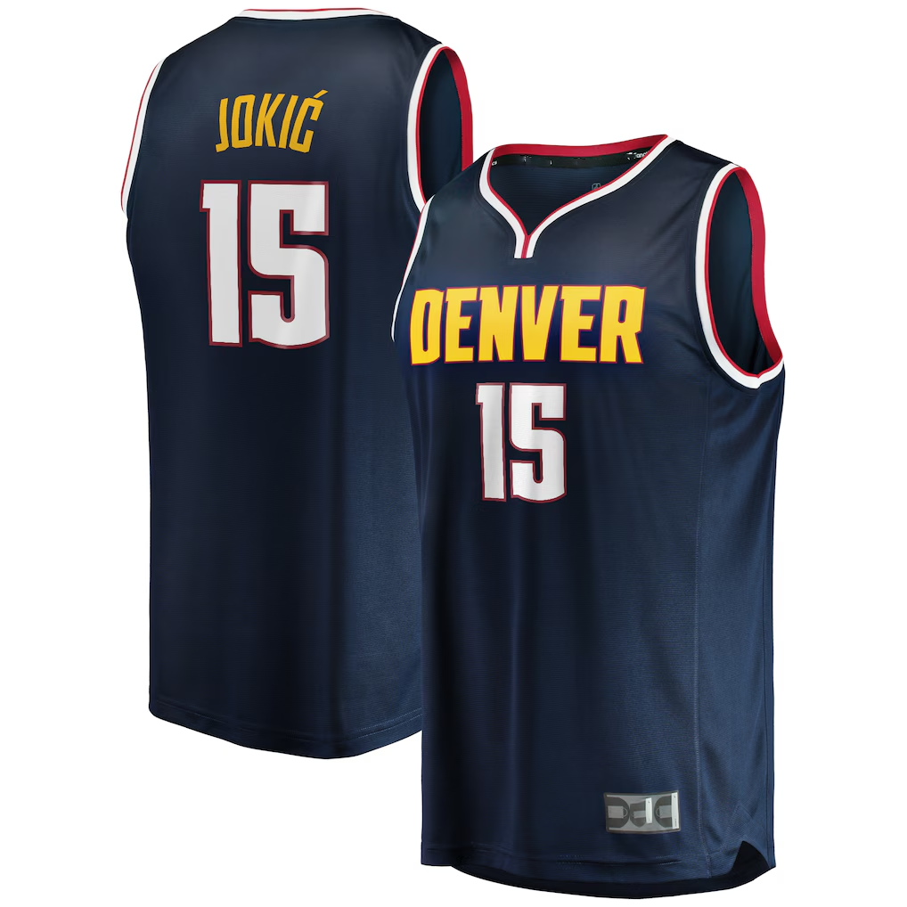 Choea D.Nuggets #15 Nikola Jokic Navy Fast Break Player Jerseys - Icon Edition
