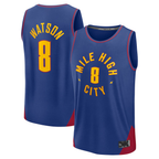 Choea D.Nuggets #8 Peyton Watson Blue Fast Break Replica Player Jerseys - Statement Edition