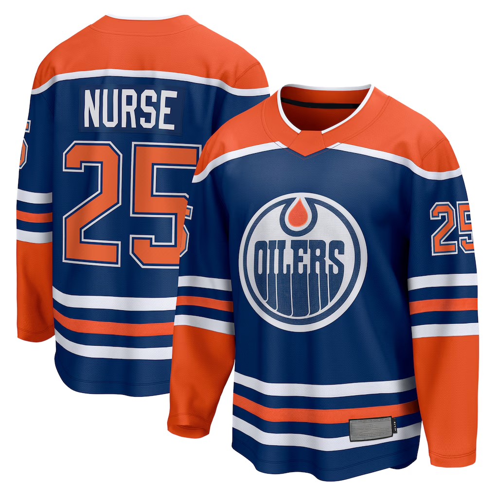 Choea E.Oilers #25 Darnell Nurse Royal Home Breakaway Player Jerseys