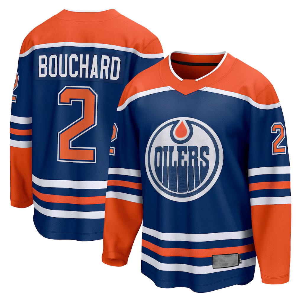 Choea E.Oilers #2 Evan Bouchard Royal Home Breakaway Player Jerseys