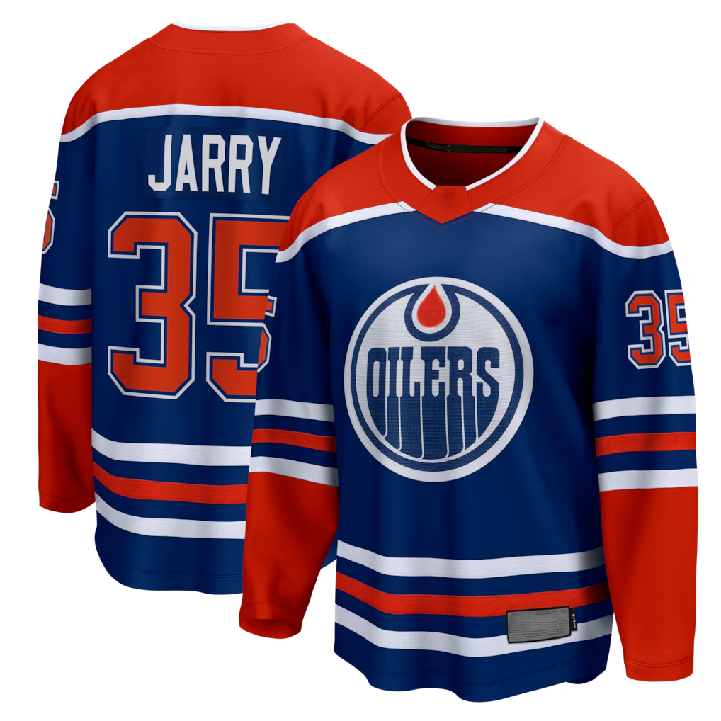 Choea E.Oilers #35 Tristan Jarry Royal Home Premier Breakaway Player Jerseys
