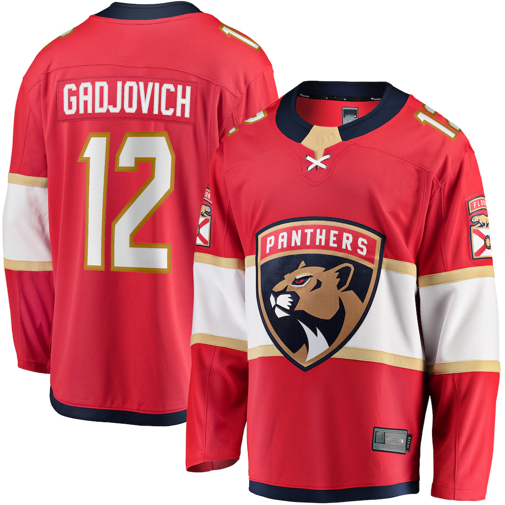 Choea F.Panthers #12 Jonah Gadjovich Red Premier Breakaway Player Jerseys