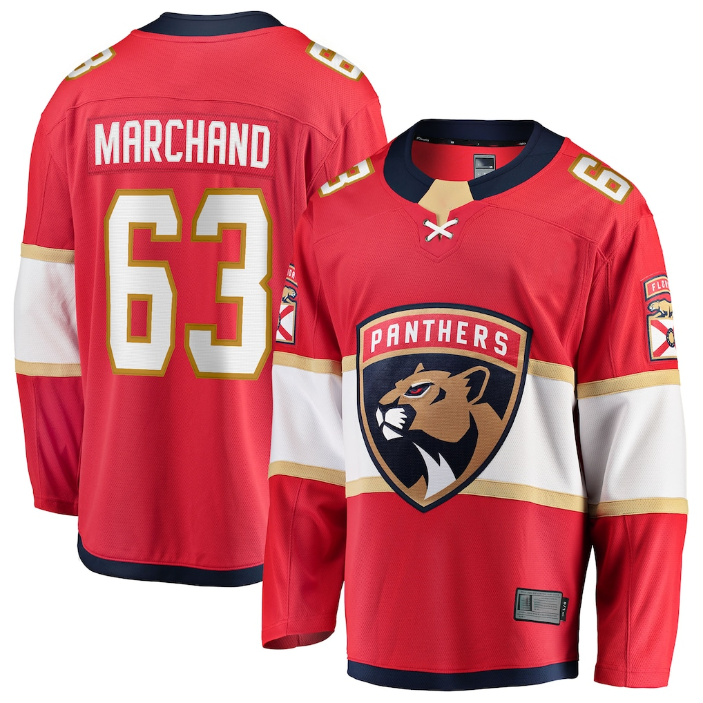Choea F.Panthers #63 Brad Marchand Red Home Breakaway Jerseys