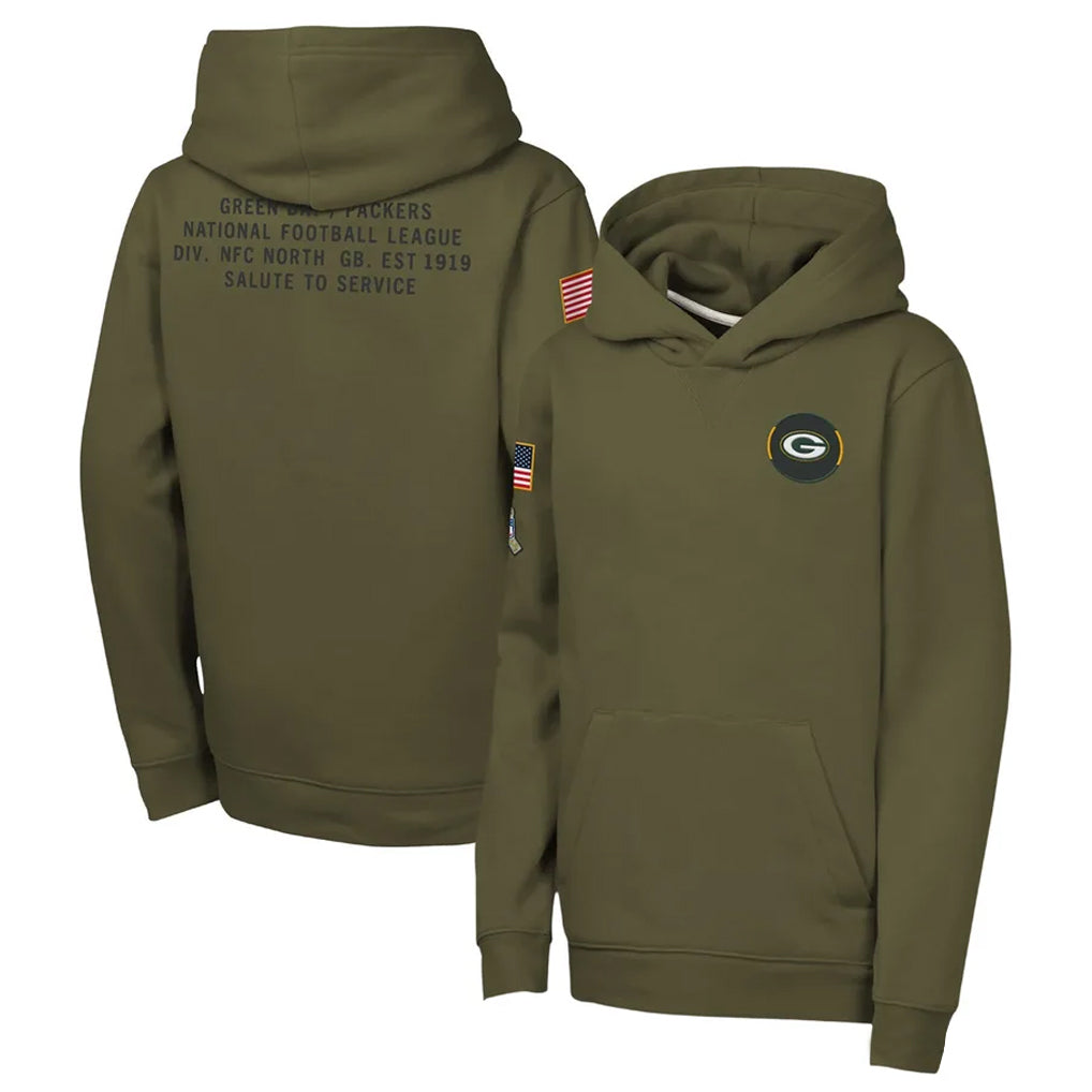 Choea GB.Packers Olive Salute to Service Pullover Hoodies Limited Blank Player Stitched Jerseys