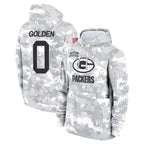 Choea GB.Packers #0 Matthew Golden Player Arctic Camo Salute to Service Hoodies Limited Game Stitched Jerseys