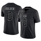 Choea GB.Packers #0 Matthew Golden Player Black Reflective Limited Home Game Stitched Jerseys