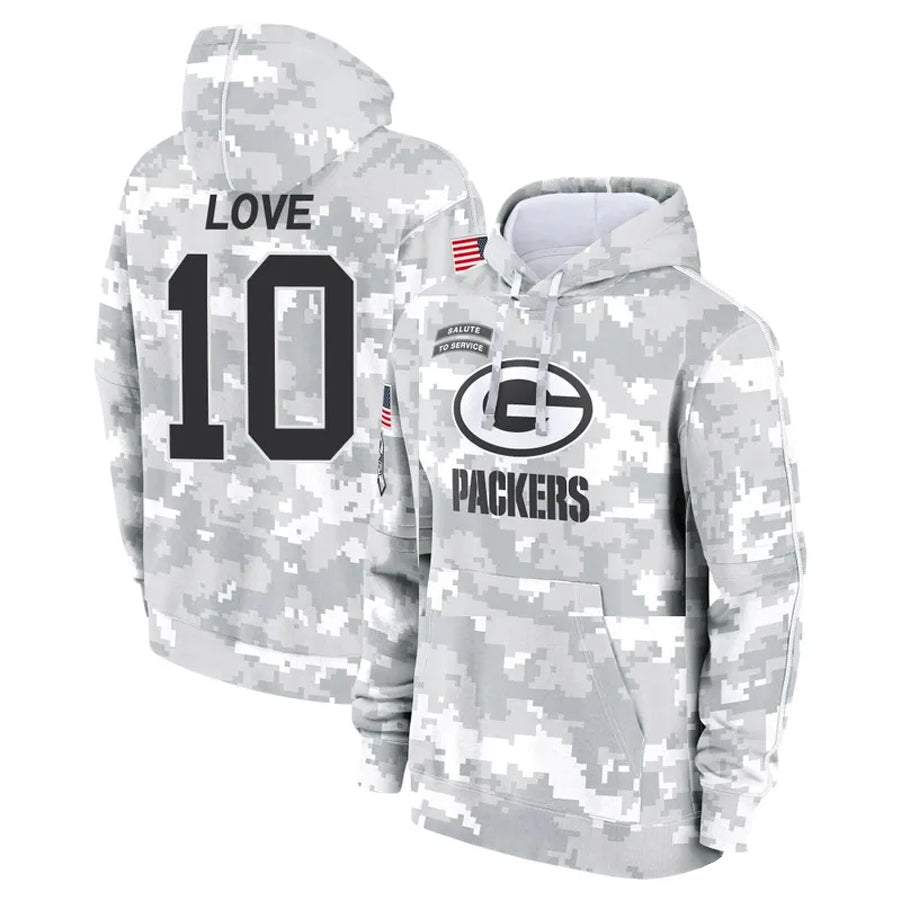 Choea GB.Packers #10 Jordan Love Player Arctic Camo Salute To Service Hoodies Game Stitched Jerseys