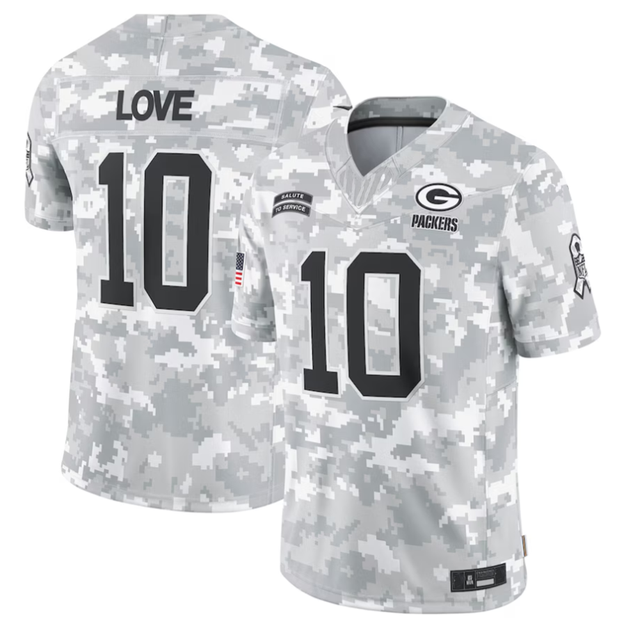 Choea GB.Packers #10 Jordan Love Player Arctic Camo Salute to Service Limited Stitched Jerseys