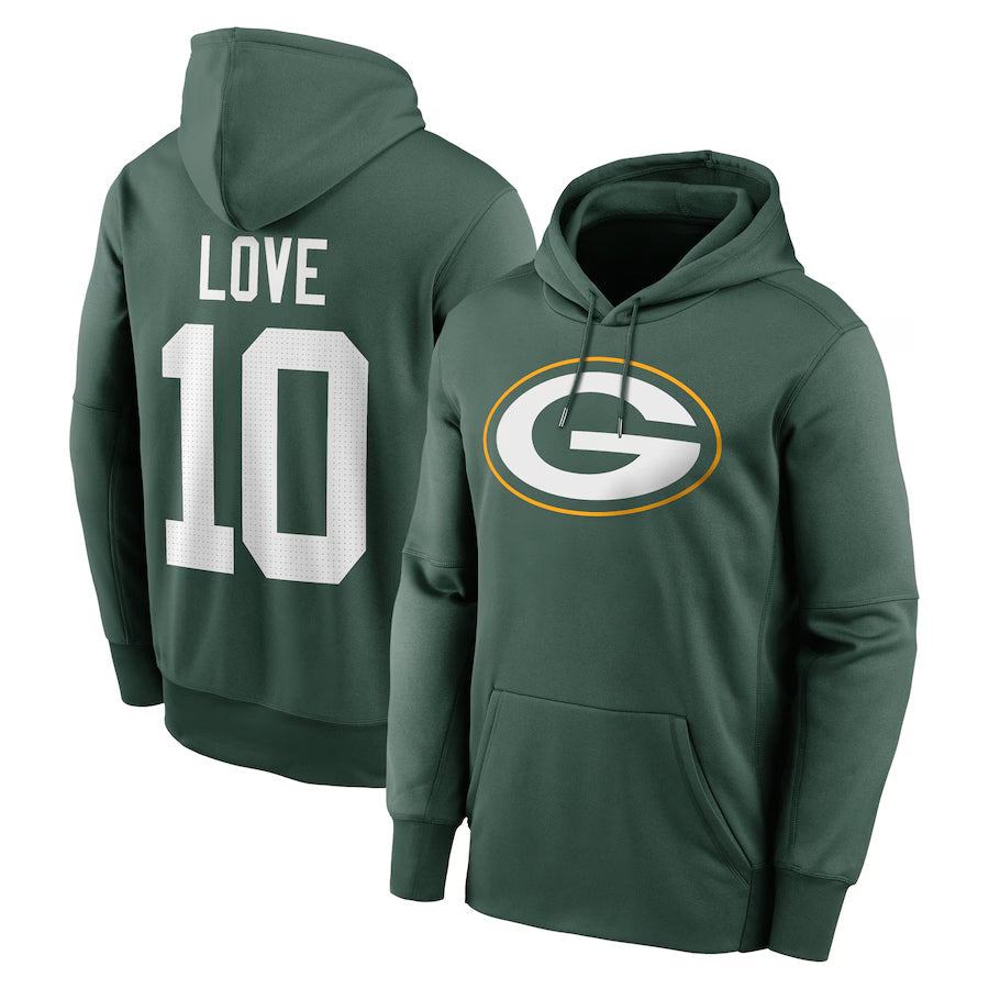 Choea GB.Packers #10 Jordan Love Player Green Therma Hoodie Game Stitched Jerseys