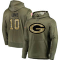 Choea GB.Packers #10 Jordan Love Player Olive Salute to Service Pullover Hoodie Game Stitched Jerseys