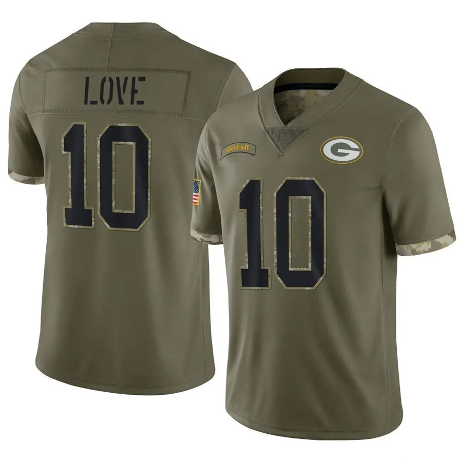 Choea GB.Packers #10 Jordan Love Player Salute To Service Olive Stitched Jerseys