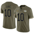 Choea GB.Packers #10 Jordan Love Player Salute To Service Olive Stitched Jerseys