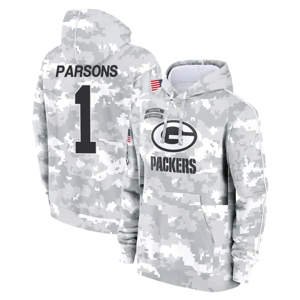 Choea GB.Packers #1 Micah Parsons Player Arctic Camo Salute to Service Hoodies Limited Game Stitched Jerseys