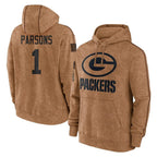 Choea GB.Packers #1 Micah Parsons Player Brown Salute to Service Hoodies Limited Game Stitched Jerseys