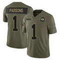 Choea GB.Packers #1 Micah Parsons Player Olive 2025 Salute To Service Limited Home Game Stitched Jerseys