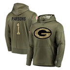 Choea GB.Packers #1 Micah Parsons Player Olive Salute to Service Pullover Hoodies Home Game Stitched Jerseys