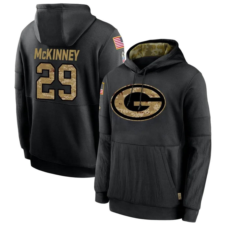 Choea GB.Packers #29 Xavier McKinney Player Black Salute To Service Hoodies Game Stitched Jerseys