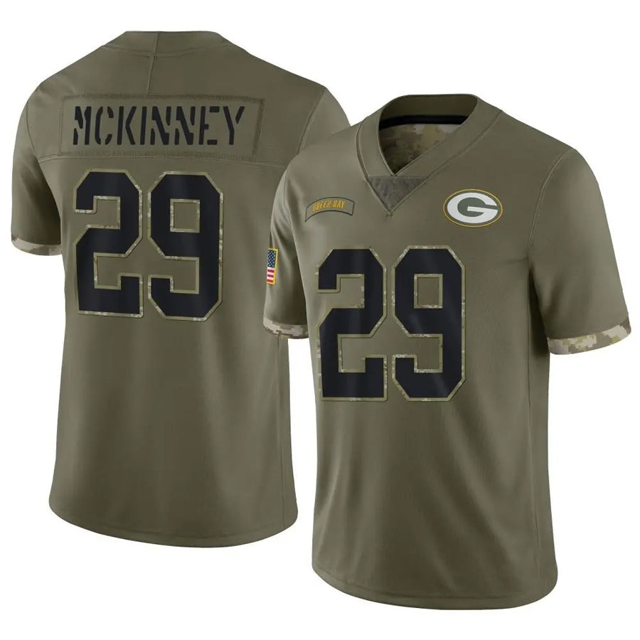 Choea GB.Packers #29 Xavier McKinney Player Salute To Service Olive Stitched Jerseys