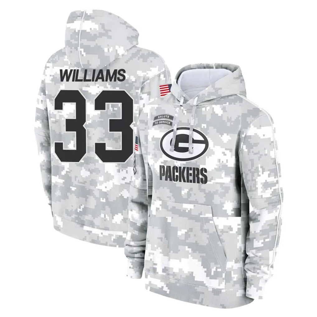 Choea GB.Packers #33 Evan Williams Player Arctic Camo Salute to Service Hoodies Limited Game Stitched Jerseys