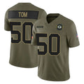 Choea GB.Packers #50 Zach Tom Player Olive 2025 Salute To Service Limited Home Game Stitched Jerseys