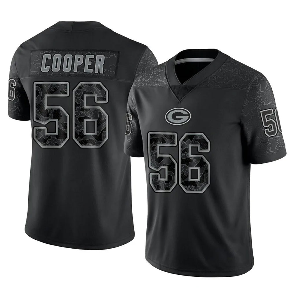Choea GB.Packers #56 Edgerrin Cooper Player Black Reflective Limited Home Game Stitched Jerseys