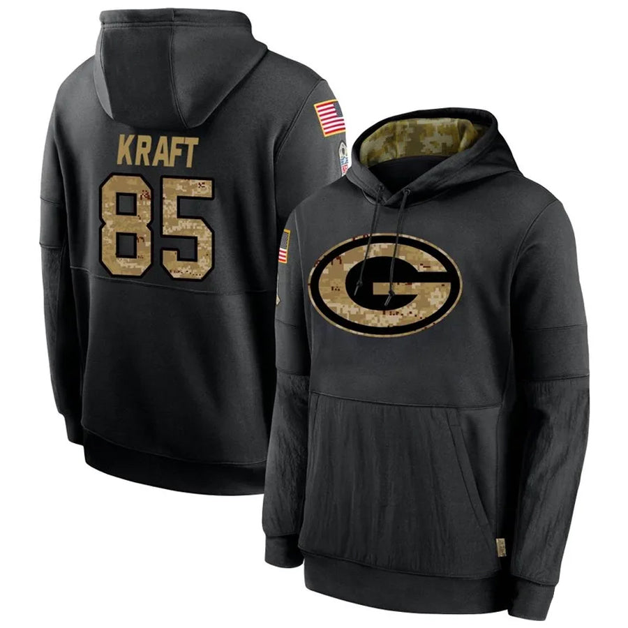 Choea GB.Packers #85 Tucker Kraft Player Black Salute To Service Hoodies Game Stitched Jerseys