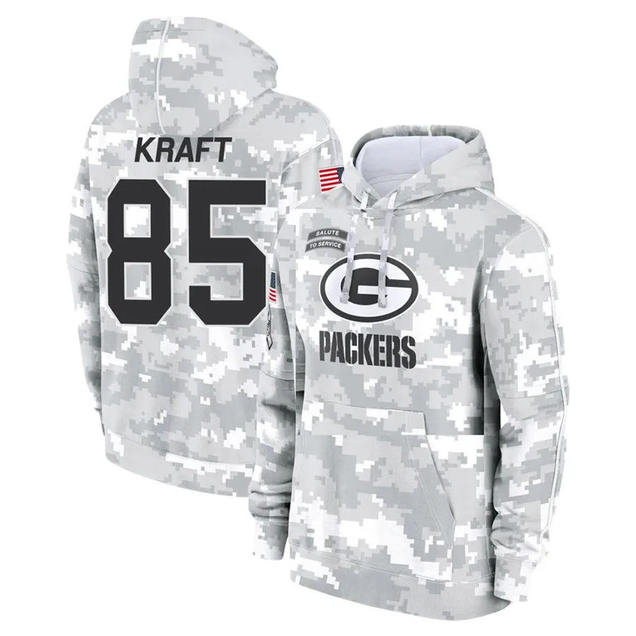 Choea GB.Packers #85 Tucker Kraft Player Camo Salute To Service Hoodies Game Stitched Jerseys