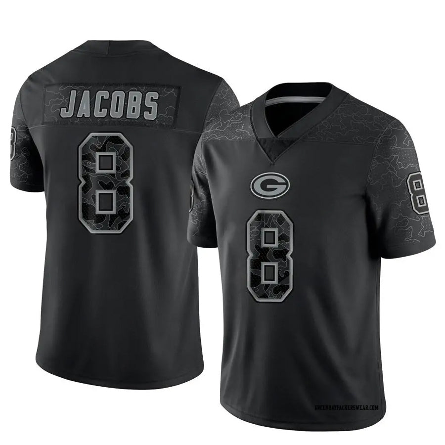 Choea GB.Packers #8 Josh Jacobs Player Black RFLCTV Limited Stitched Jerseys