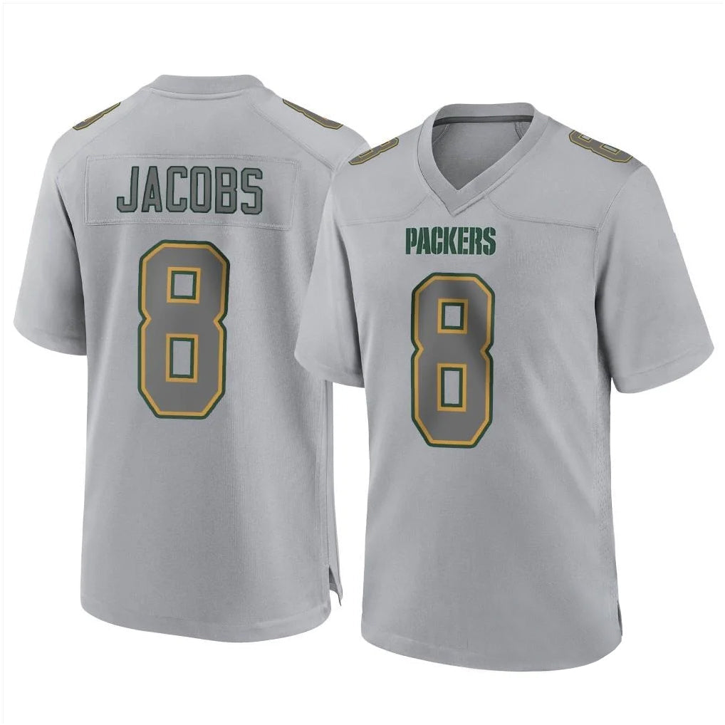 Choea GB.Packers #8 Josh Jacobs Player Gray Atmosphere Fashion Home Game Stitched Jerseys