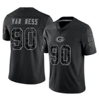 Choea GB.Packers #90 Lukas Van Ness Player Black Reflective Limited Home Game Stitched Jerseys
