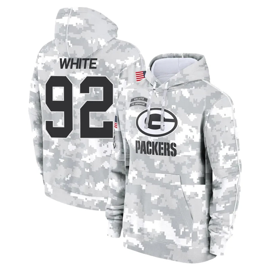 Choea GB.Packers #92 Reggie White Player Camo Salute To Service Hoodies Game Stitched Jerseys