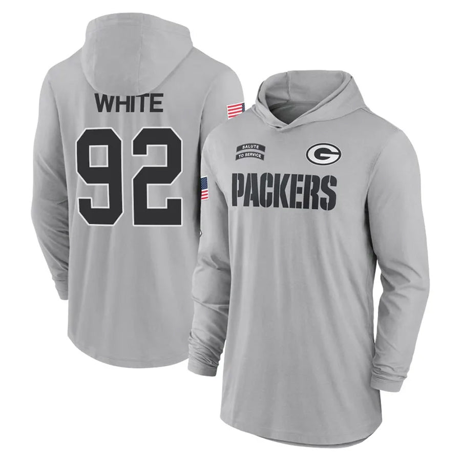 Choea GB.Packers #92 Reggie White Player Gray Hoodies Game Stitched Jerseys
