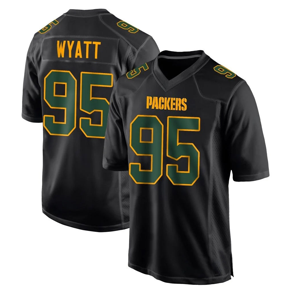 Choea GB.Packers #95 Devonte Wyatt Player Black Fashion Home Game Stitched Jerseys