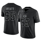 Choea GB.Packers #95 Devonte Wyatt Player Black Reflective Limited Home Game Stitched Jerseys