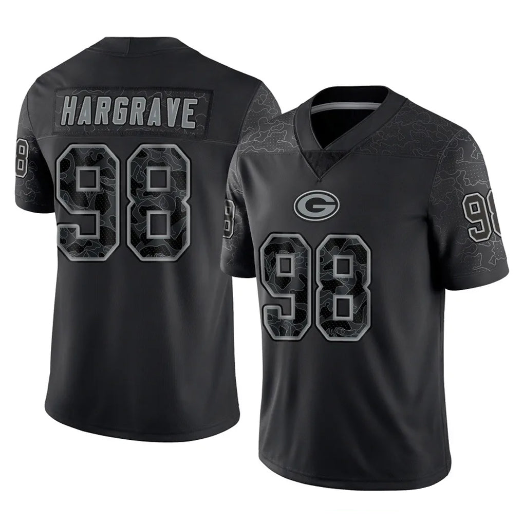 Choea GB.Packers #98 Javon Hargrave Player Black Reflective Limited Home Game Stitched Jerseys