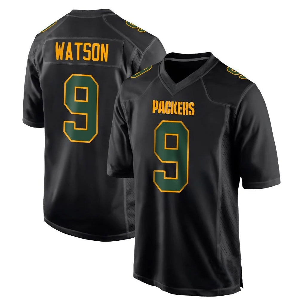 Choea GB.Packers #9 Christian Watson Player Black Fashion Home Game Stitched Jerseys