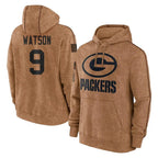 Choea GB.Packers #9 Christian Watson Player Brown Salute to Service Hoodies Limited Game Stitched Jerseys