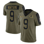 Choea GB.Packers #9 Christian Watson Player Olive Salute To Service Limited Game Stitched Jerseys