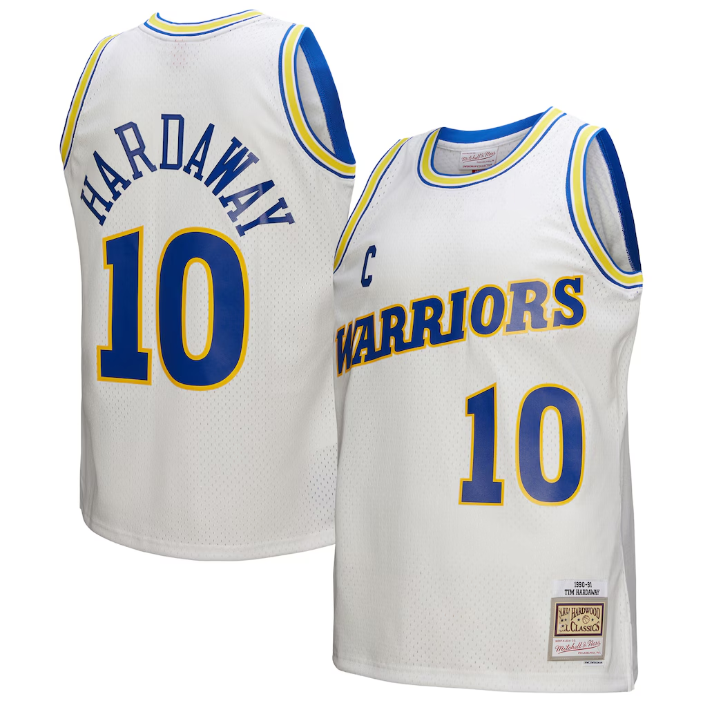 Choea G.State Warriors #10 Tim Hardaway Mitchell & Ness White Hardwood Classics 199091 Swingman Jerseys