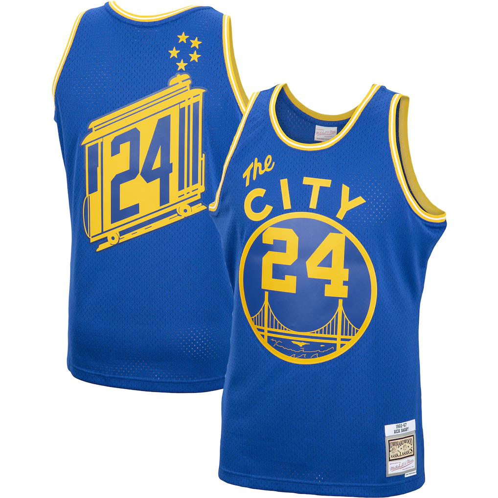 Choea G.State Warriors #24 Rick Barry Mitchell & Ness Royal 1966-67 Hardwood Classics Swingman Jerseys