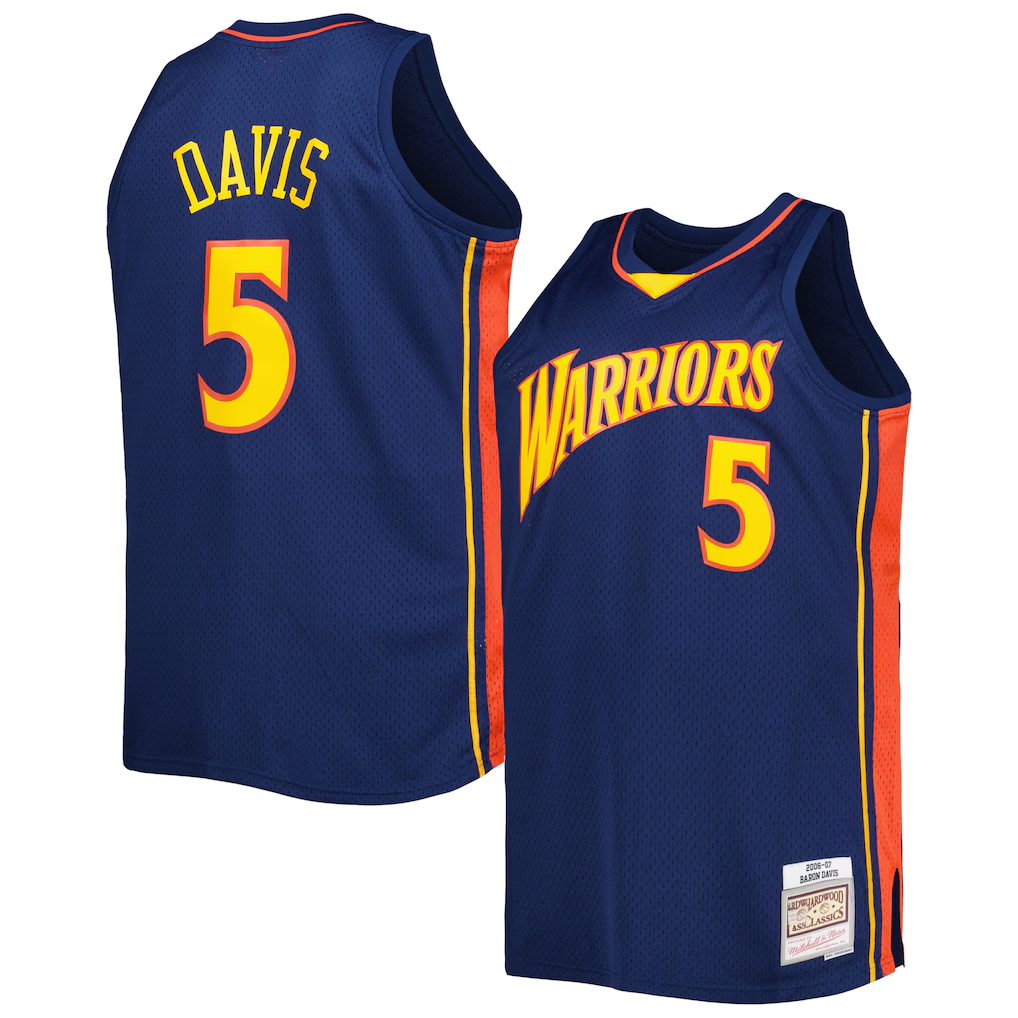 Choea G.State Warriors #5 Baron Davis Mitchell & Ness Navy Big & Tall Hardwood Classics 200607 Swingman Jerseys