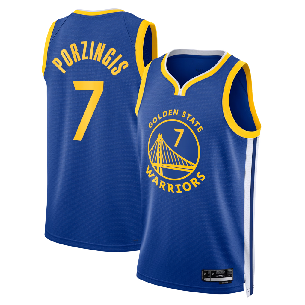 Choea G.State Warriors #7 Kristaps Porzi??is Royal Swingman Jerseys - Icon Edition