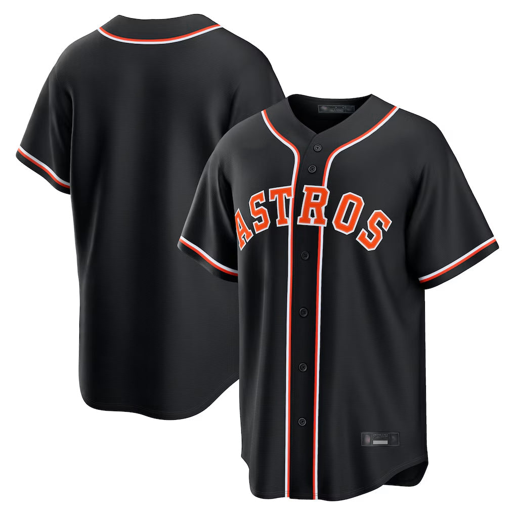 Choea H.Astros Black Fashion Out Home Game Blank Player Stitched Jerseys